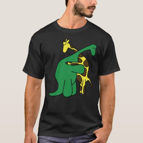 Funny Good Boys Dinosaur Hugging a Giraffe Movie F T_Shirt