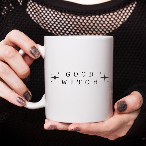 Funny Good Witch Modern Halloween Two_Tone Coffee Mug