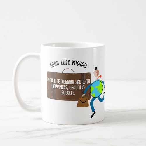 Funny Goodbye Gift Personalized Travelling Man Coffee Mug