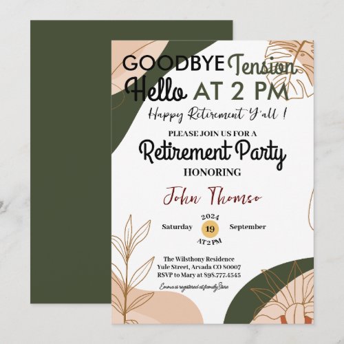 Funny Goodbye Tension Hello Retirement Party 