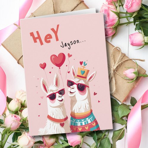 Funny Goofy Llama Pun Couple Valentines Day Card