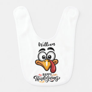 Funny Goofy Turkey Face Personalised Cartoon Baby Bib
