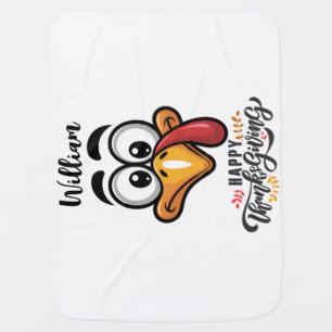Funny Goofy Turkey Face Personalised Cartoon Baby Blanket
