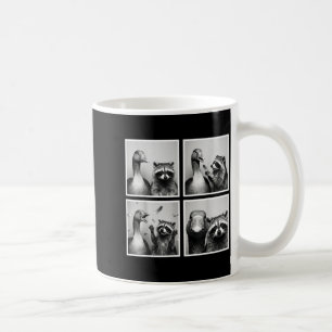 Funny goose and raccoon photobooth friends chaos coffee mug