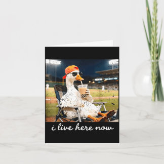 Funny goose ballfield baseball field i live here card