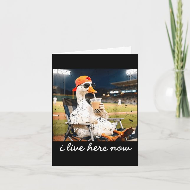 Funny goose ballfield baseball field i live here  card (Front)