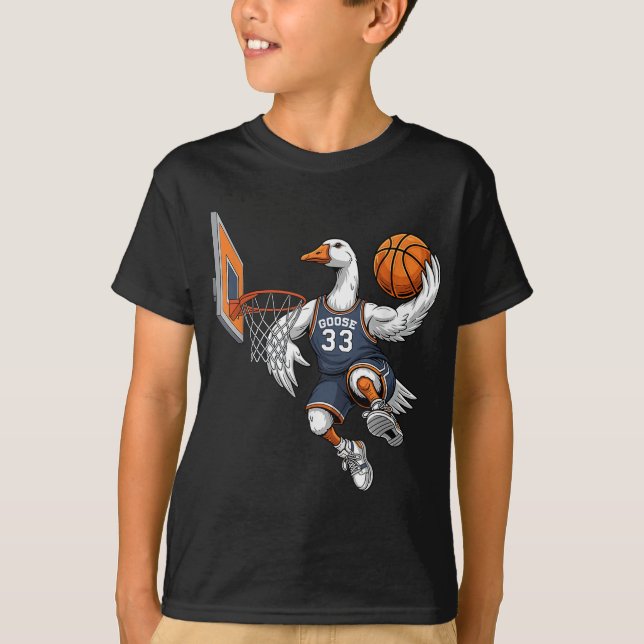 Funny Goose Basketball Player Slam Dunk Lovers Spo T-Shirt (Front)