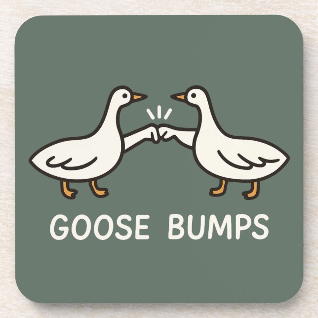 Funny Goose Bumps Cartoon | Fist Bump Geese Animal Beverage Coaster (Front)