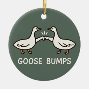 Funny Goose Bumps Cartoon Fist Bump Geese Animal Ceramic Ornament
