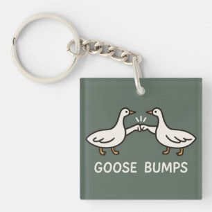 Funny Goose Bumps Cartoon Fist Bump Geese Animal Keychain