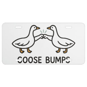 Funny Goose Bumps Cartoon Fist Bump Geese Animal License Plate