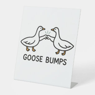 Funny Goose Bumps Cartoon Fist Bump Geese Animal Pedestal Sign