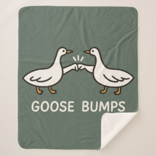 Funny Goose Bumps Cartoon Fist Bump Geese Animal Sherpa Blanket