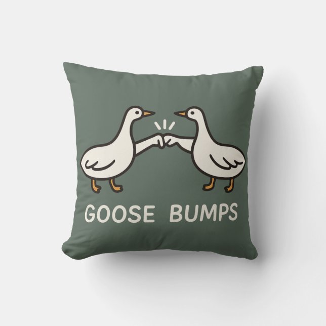 Funny Goose Bumps Cartoon | Fist Bump Geese Animal Throw Pillow (Front)