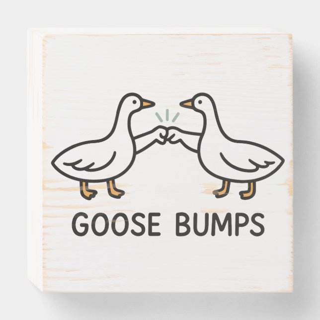 Funny Goose Bumps Cartoon | Fist Bump Geese Animal Wooden Box Sign (Front Horizontal)