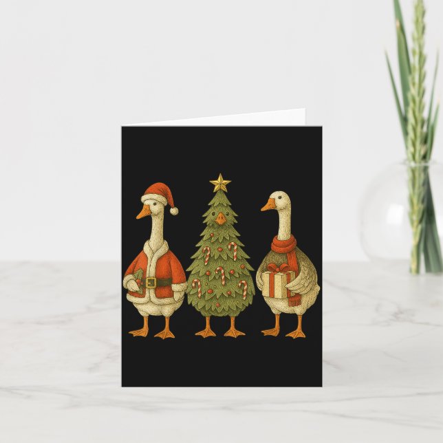 Funny Goose Christmas Lights Goose Cute Xmas Holid Card (Front)