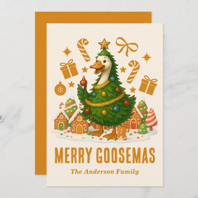 Funny Goose Christmas Tree | Holiday Greeting Card (Front/Back)