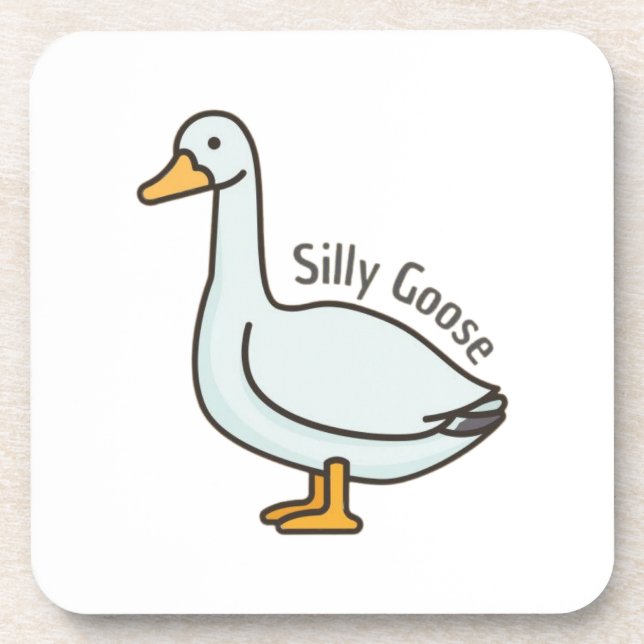 Funny Goose, Goose Lover, Silly Goose Beverage Coaster (Front)