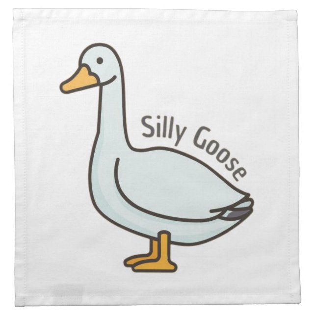 Funny Goose, Goose Lover, Silly Goose Cloth Napkin (Front)