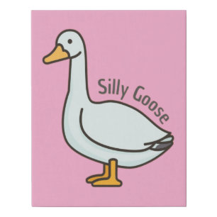 Funny Goose, Goose Lover, Silly Goose Faux Canvas Print