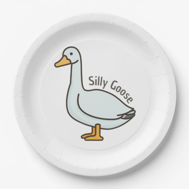 Funny Goose, Goose Lover, Silly Goose Paper Plates (Front)