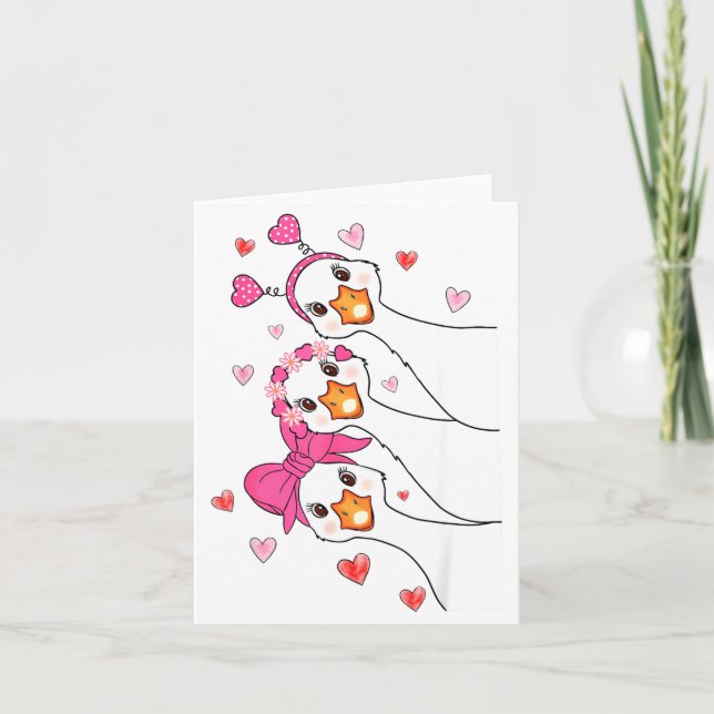 Funny Goose Happy Valentine Goose Cute Heart Lover Card (Front)