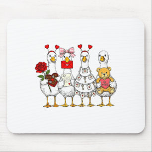 Funny Goose Happy Valentine Goose Cute Heart Lover Mouse Pad