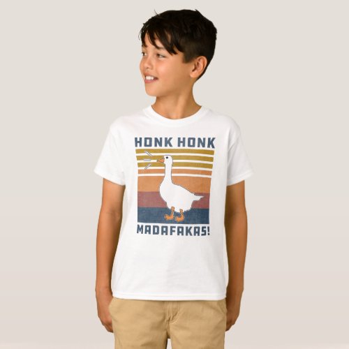 Funny Goose Honk Honk Madafakas Retro Vintage Duck T_Shirt