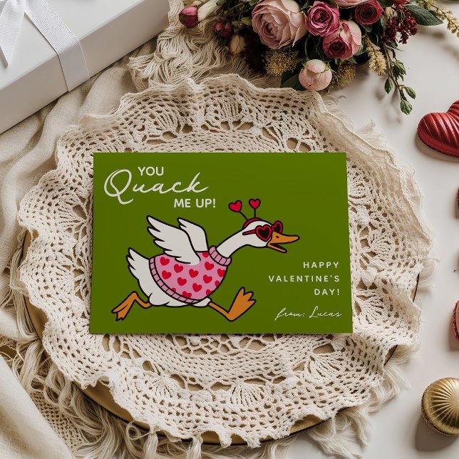 Funny Goose Kids Classroom Valentines Day Note Card (Creator Uploaded)