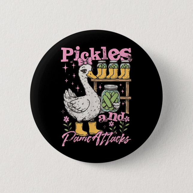 Funny Goose Meme Pickle Cucumber Pickles And Panic Button (Front)