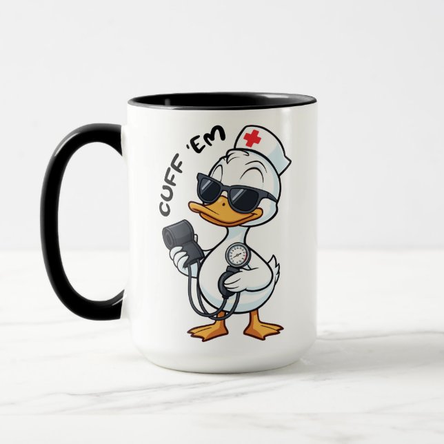 Funny Goose Nurse Cuff Em Blood Pressure Mug (Left)