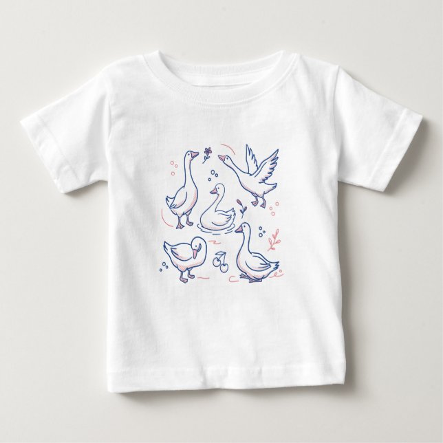 Funny Goose Pattern Baby T-Shirt (Front)