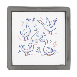 Funny Goose Pattern Gunmetal Finish Lapel Pin
