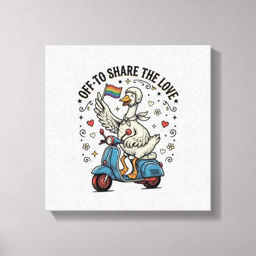 Funny Goose Scooter Love Vintage Shirt Design_1 Canvas Print