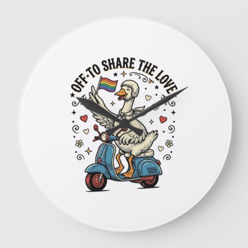 Funny Goose Scooter Love Vintage Shirt Design_1 Large Clock