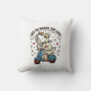 Funny Goose Scooter Love Vintage Shirt Design_1 Throw Pillow