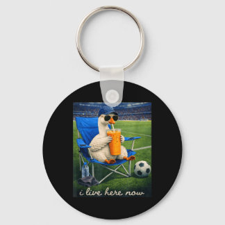 Funny Goose Soccer I Live Here Now Keychain