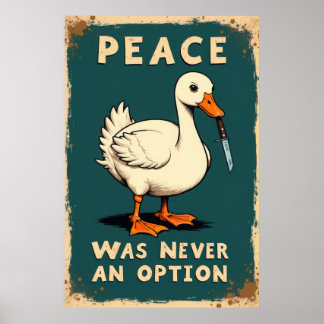 Funny goose with a knife illustration poster