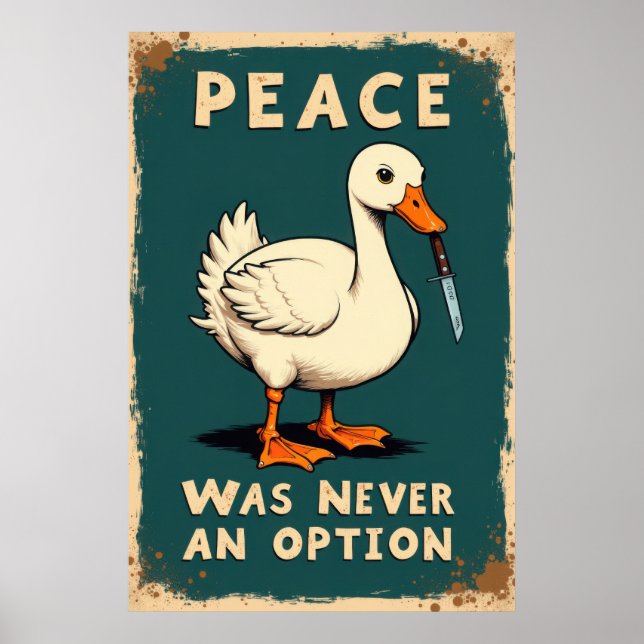 Funny goose with a knife illustration poster (Front)