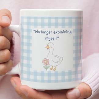 Funny Goose with Blue Gingham Charm Coffee Mug