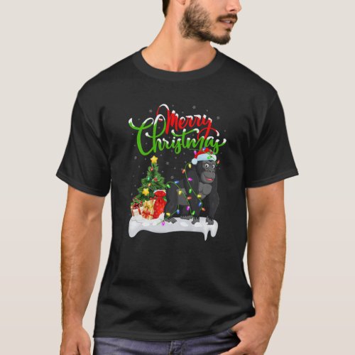 Funny Gorilla Animal Lover Xmas Lighting Gorilla C T_Shirt