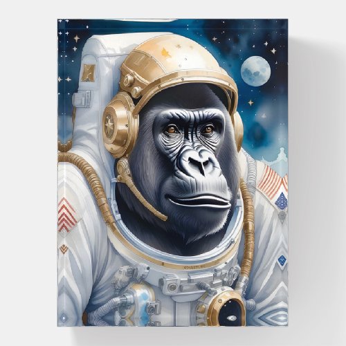Funny Gorilla Astronaut Suit in Outer Space Paperweight