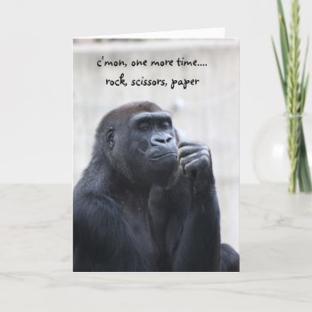 Funny Gorilla Birthday  Rock Scissors Paper Card by PicturesByDesign at Zazzle