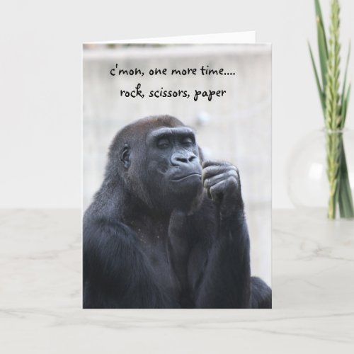 Funny Gorilla Birthday rock scissors paper Card