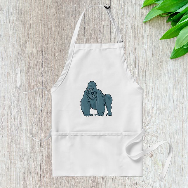 Funny Gorilla Cool Blue Ape Animal Design  Adult Apron (Creator Uploaded)