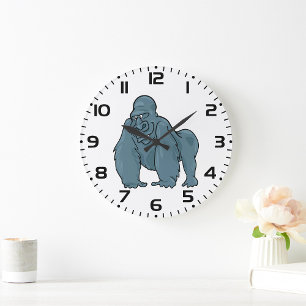 Funny Gorilla Cool Blue Ape Animal Design Large Clock
