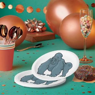 Funny Gorilla Cool Blue Ape Animal Design Paper Plates