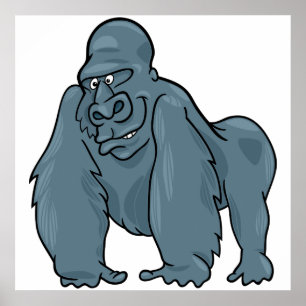 Funny Gorilla Cool Blue Ape Animal Design Poster