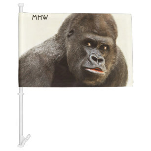 Funny Gorilla custom monogram car flag