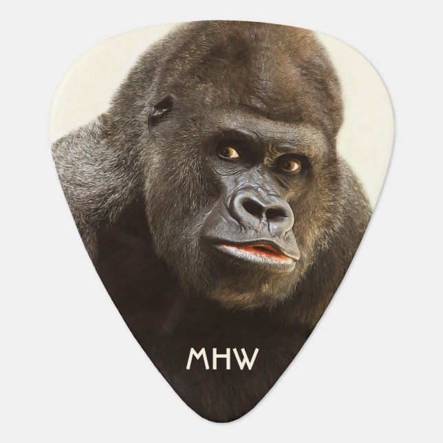Funny Gorilla custom monogram guitar pick (Front)